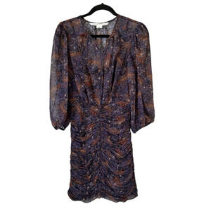 NWOT Veronica Beard Kerri Printed Silk Ruched Mini Dress Size 2